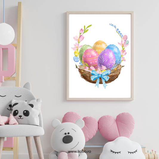 Decor de Paste camera copiilor, idei decor de Iepuras, tablou dormitorul copiilor, poster camera copiilor, ilustratie Iepuras, camera fetite, camera baiatului, camera bebelusului, cadou de Pasti, cadou de Iepuras, cum decoram de Pasti, idei decor de Iepuras