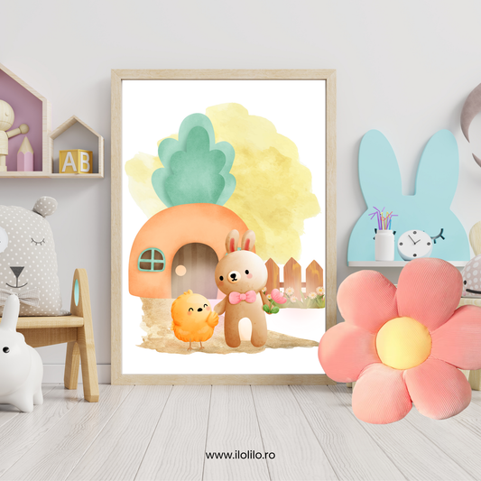 Decor de Paste tablouri, postere si ilustratii pentru camera copiilor, fetitelor, baietilor si a bebelusului. Idei decor de Pasti, cum decoram de Pasti, iepurasul, pui, oua vopsite, oua incondeiate, oua colorate de Pasti, Iepurasul, cadouri de iepuras, cadouri de paste