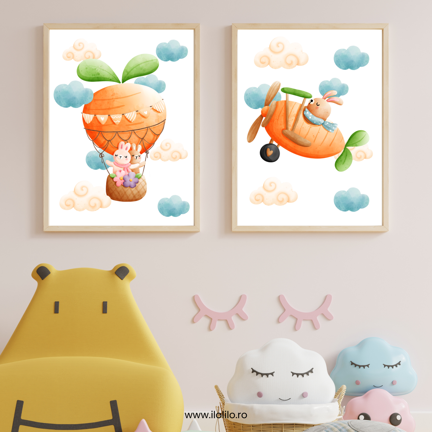 Iepurasul tablou poster copii, decor de Pasti pentru dormitorul copiilor, camera fetite, camera baieti, camera bebelusului, decor de Pasti, stil acuarela, iepuras, oua incondeiate, oua colorate, oua vopsite de Paste, idei decor de Pasti, cum decoram de Pasti, cadou de Iepuras, cadou de Pasti