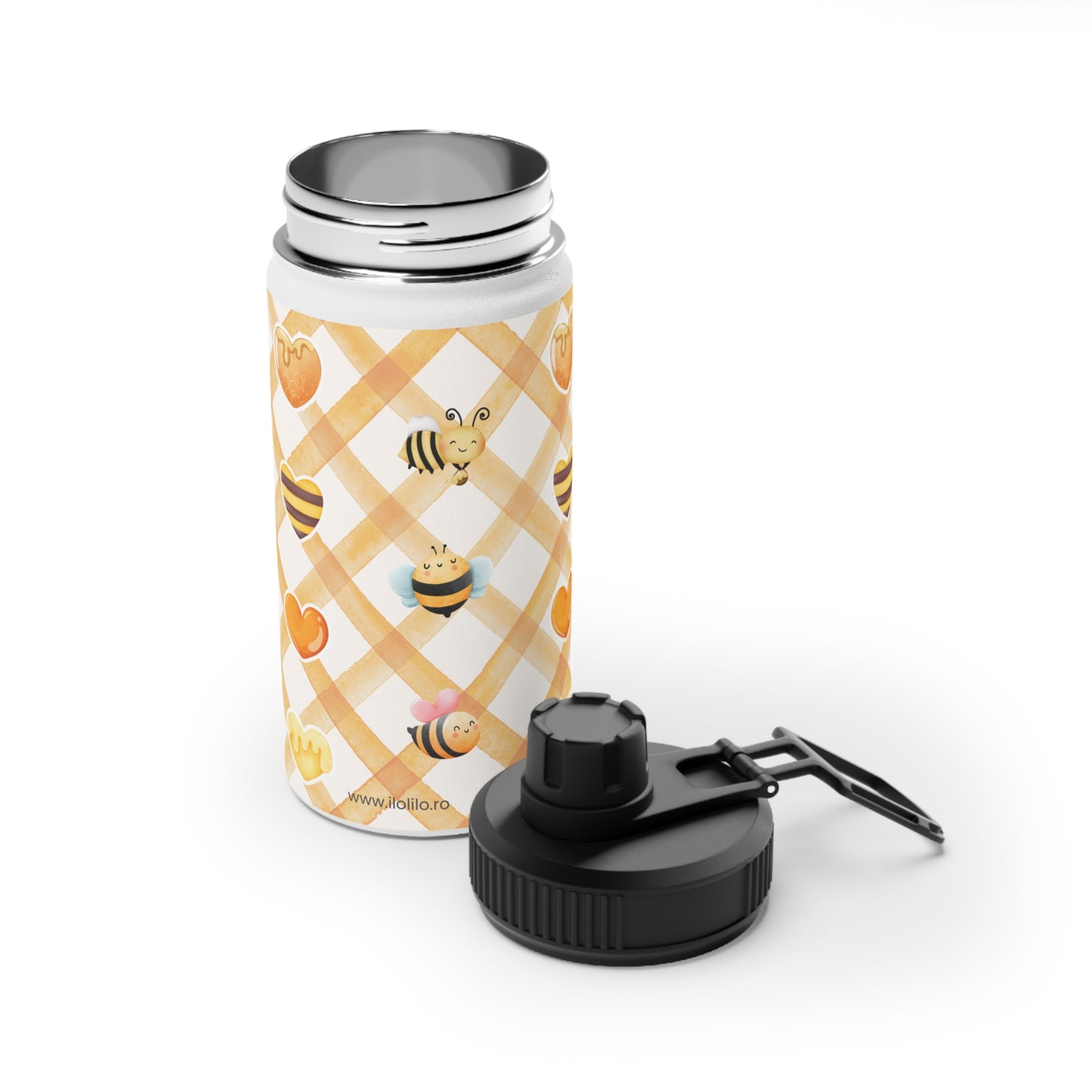 Sticlă de Apă din Oțel Inoxidabil 'Albinuța' 330ml - Siguranță, Sănătate și Distracție