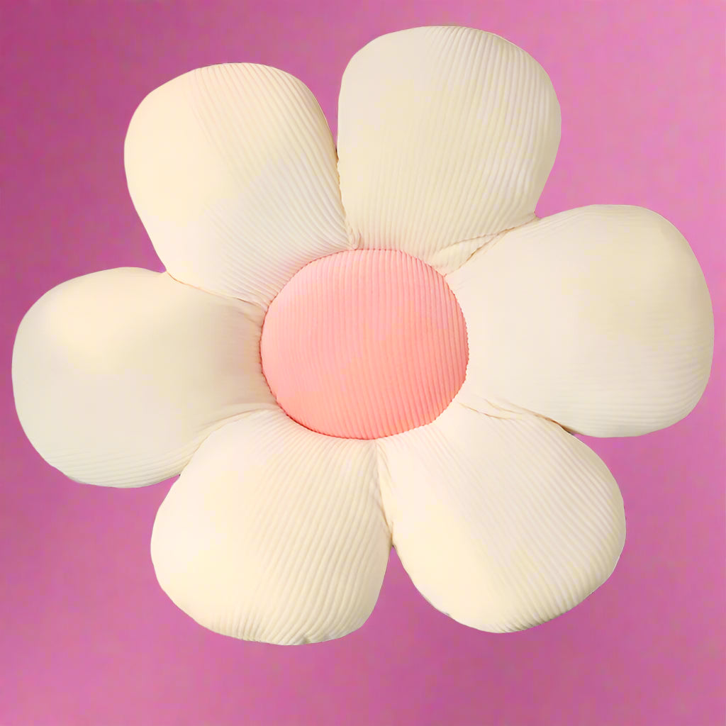 Plus decorativ in forma de floare in culori pastel de alb crem si roz. Perfecte pentrul decorul de primavara sau vara in camera fete, camera baieti, camera bebe, ca si perina sau ca si jucarie. Compozitie non-toxica din bumbac.
