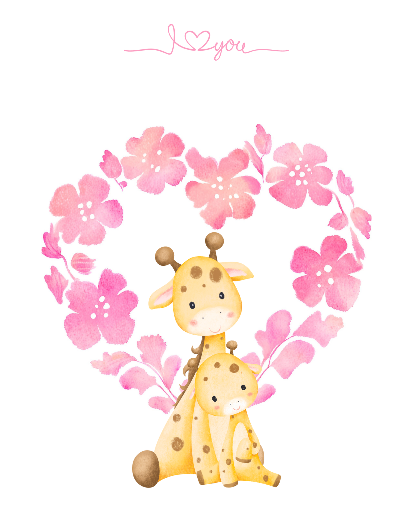 Tablou Camera Copiilor - Mama și Puiuțul de Girafă (Digital)