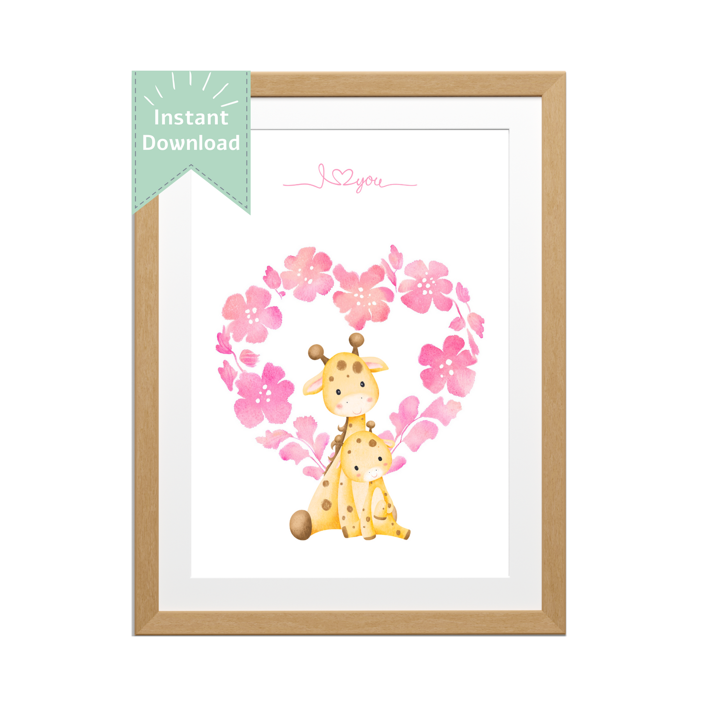 Tablou Camera Copiilor - Mama și Puiuțul de Girafă (Digital)