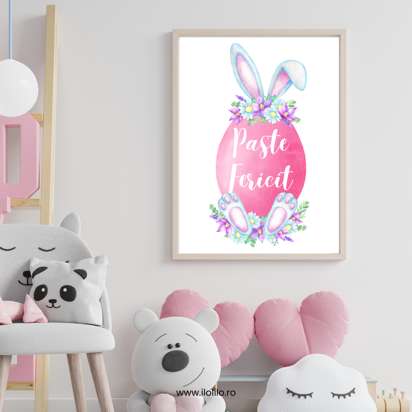 Idei decor de Pasti, tablou Iepurasul, poster camera copiilor, ilustratie dormitorul copiilor, camera baieti, camera fetite, camera bebeluslui, decor animale, decor Iepuras, cadouri Paste, cadouri Iepuras, cum decoram de Pasti, idei decor Iepuras, oua colorate, oua incondeiate, oua vopsite de Paste