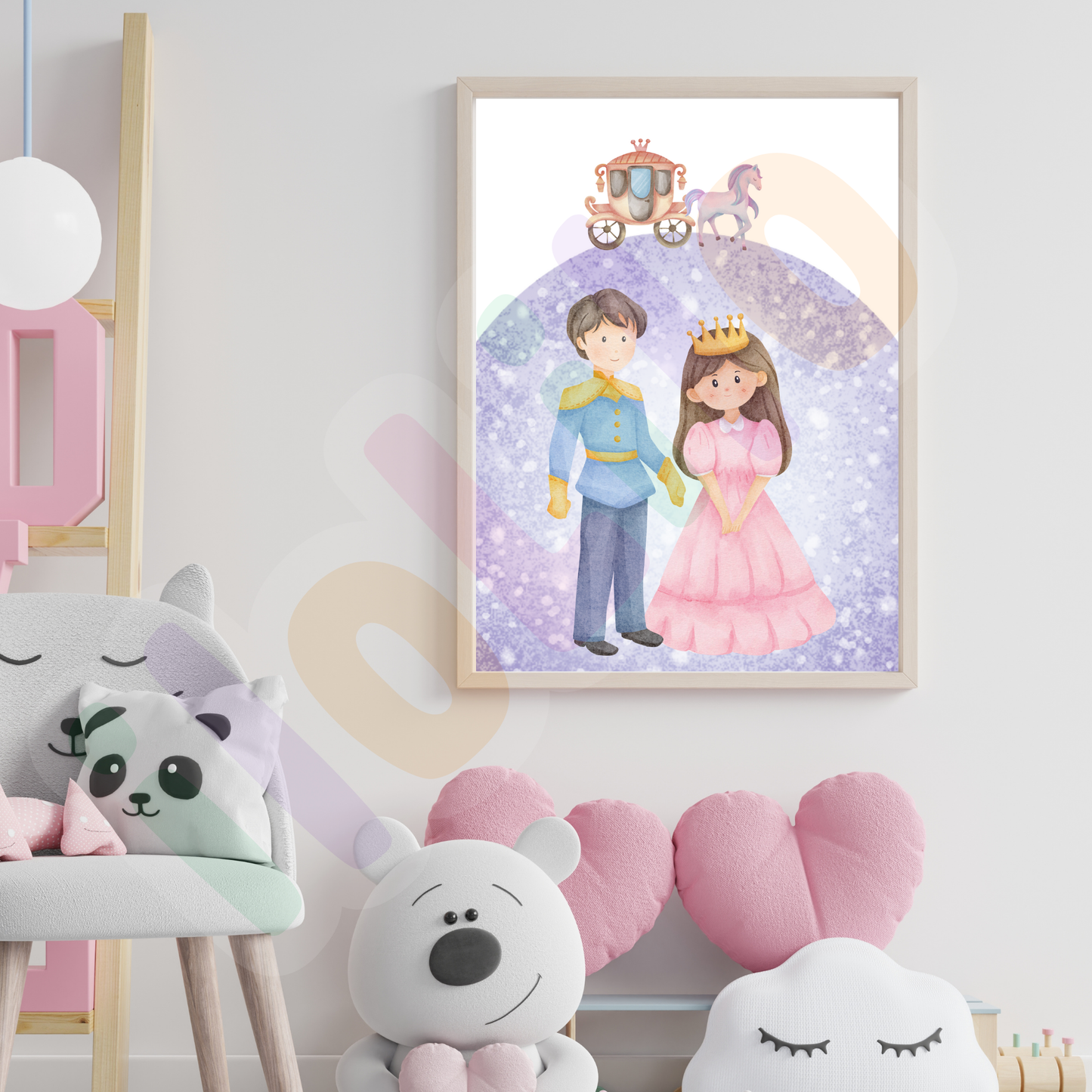 Idei decor camera copiilor, decor de perete dormitorul copiilor, camera fetite, camera baieti, camera bebelusului, decor modern, print, printesa, unicorn, dragoni, castel, decor jucaus, imaginatie, decor de agatat pe perete in camera copiilor, print, printesa, caleasca, cal, unicorn, curcubeu, mov, roz