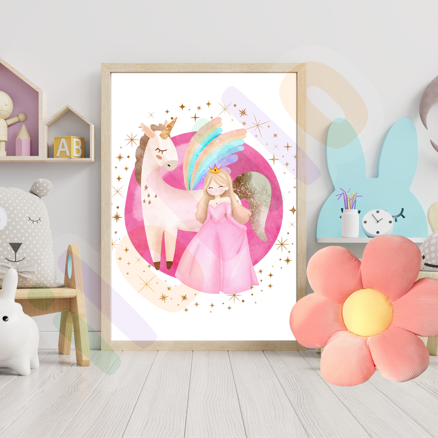 idei decor camera copiilor, decor pereti camera copii, decor perete camera copii, tablou copii printesa unicorn, decor dormitorul copiilor, camera fetite, camera baiatului, camera bebelusului, decor modern, decor camera copiilor, decor jucaus, printesa blonda, roz, auriu, curcubeua, printesa bruneta, printesa satena, decor de primavara