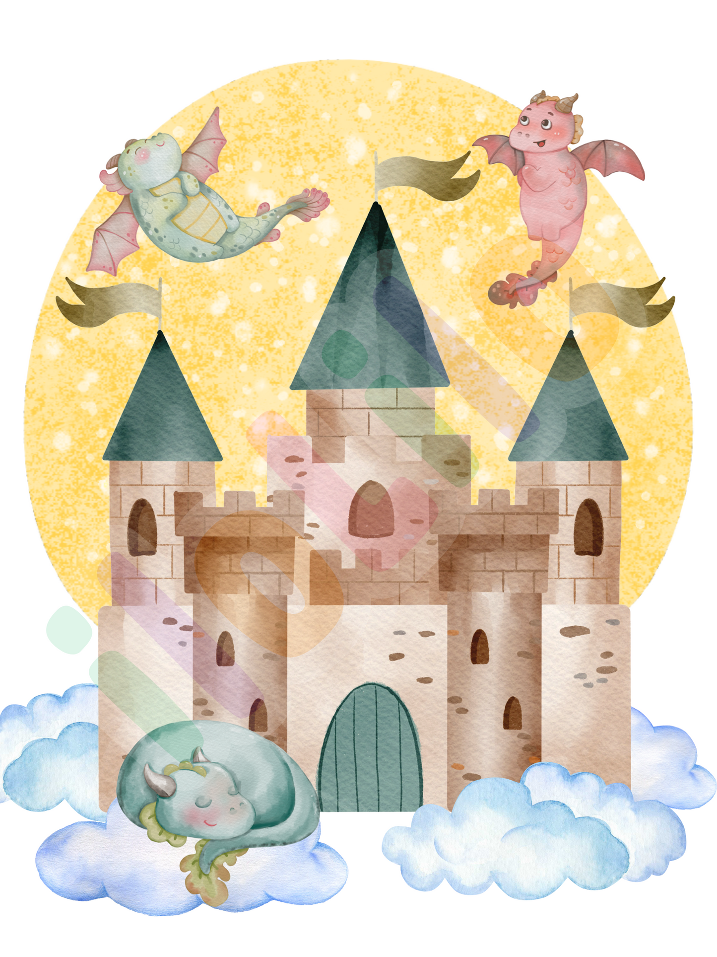 Tablou camera copiilor, ideal pt. decor modern in camera de baieti sau camera de fitete. Printi, printese, castel fermecat, dragoni si unicorni, un taram magic. Decor magic pentru copii! Potrivit pt. camera de joaca sau dormitorul copiilor. Idei decor camera copiilor, decor de perete camera copiilor, decor de perete camera copilului, decor modern